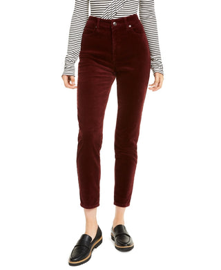 OAT Women's High Rise Skinny Corduroy Pants Red Size 31