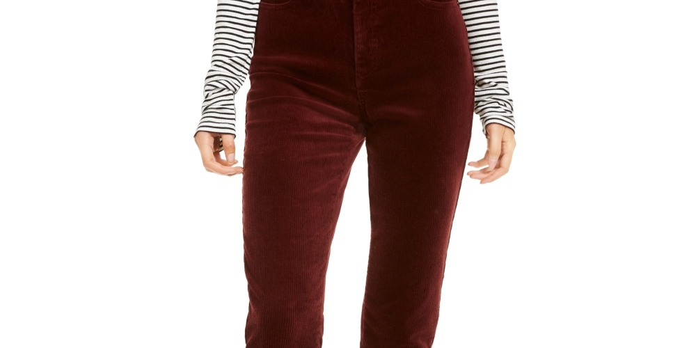 OAT Women's High Rise Skinny Corduroy Pants Red Size 31