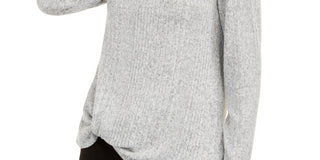 BCX Junior's Button Trim Ribbed Sweater Gray Size X-Large