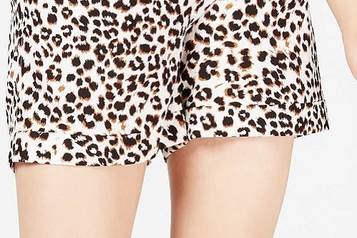 Bar III Women's Leopard-Print Shorts Natural Size 6