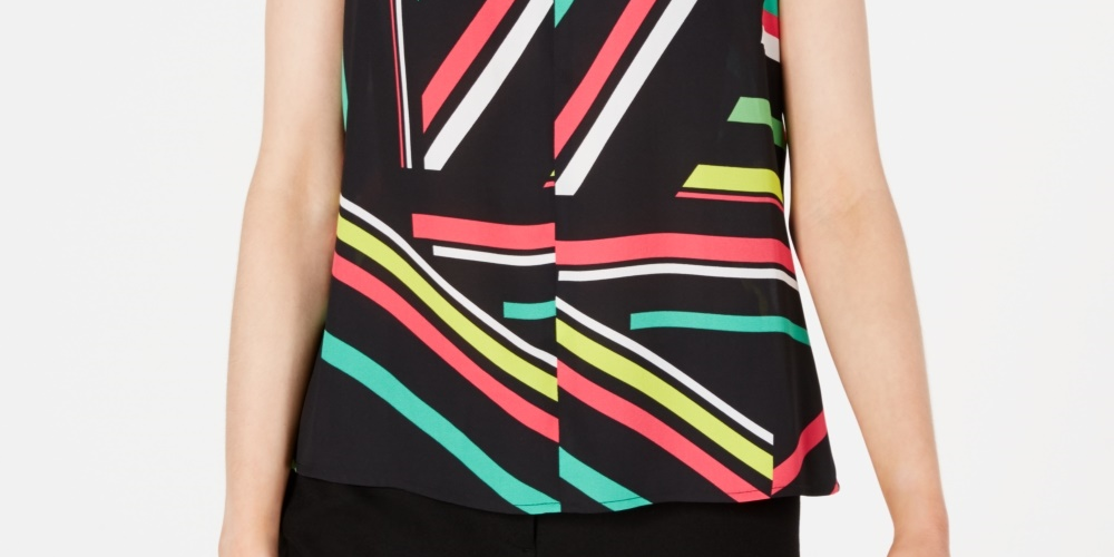 Bar III Women's Sleeveless V-Neck Blouse  Charcoal Size Medium