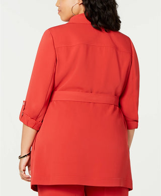 Bar III Women's Wrap Wear To Work Jacket Red Size 1X