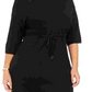Anne Klein Women's Belted 3/4 Sleeve Jewel Neck Above The Knee Sheath Wear To Work Dress Black Size 3X