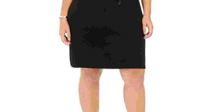 Anne Klein Women's Belted 3/4 Sleeve Jewel Neck Above The Knee Sheath Wear To Work Dress Black Size 3X