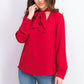 Bar III Women's Tie-Neck Blouse Red Size X-Small