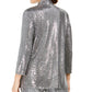 Kasper Women's Metallic Open-Front Jacket Silver Size Medium
