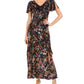 INC International Concepts Women's Floral Print Velvet Maxi Dress Black Size 6