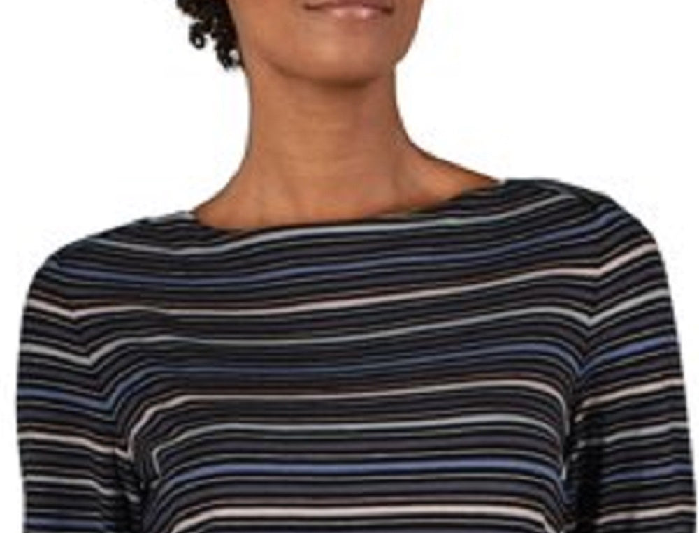 Anne Klein Women's Striped Boatneck T-Shirt Blue Size Medium