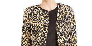 Kasper Women's Open-Front Animal-Print Jacket Yellow Size 4