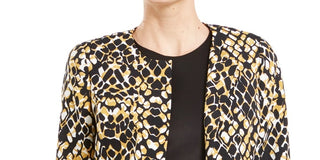 Kasper Women's Open Front Animal Print Jacket Yellow Size 6