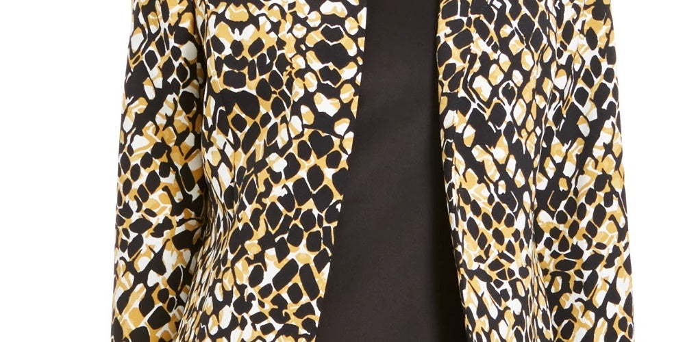 Kasper Women's Open Front Animal Print Jacket Yellow Size 6