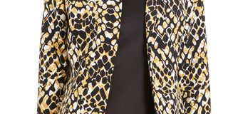 Kasper Women's Open Front Animal Print Jacket Yellow Size 6