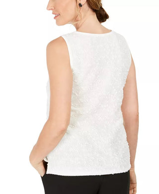 Kasper Women's Sequined Textured Top Natural Size X-Small