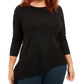 Anne Klein Women's Plus Size Asymmetrical-Hem Sweater Black Size 1X