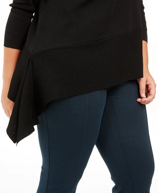 Anne Klein Women's Plus Size Asymmetrical-Hem Sweater Black Size 1X