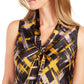 Kasper Women's Petite Printed Tie-Neck Top Yellow Small