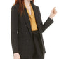 Bar III Women's Faux-Double-Breasted Windowpane-Print Jacket Black Size 4