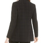 Bar III Women's Faux-Double-Breasted Windowpane-Print Jacket Black Size 4