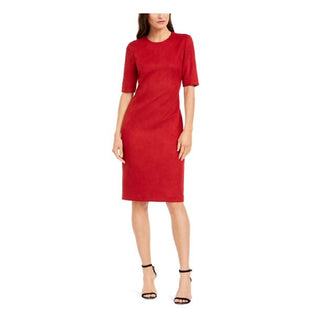 Anne Klein Women's Red 3/4 Sleeve Knee Length Sheath Party Dress Wine Size 8