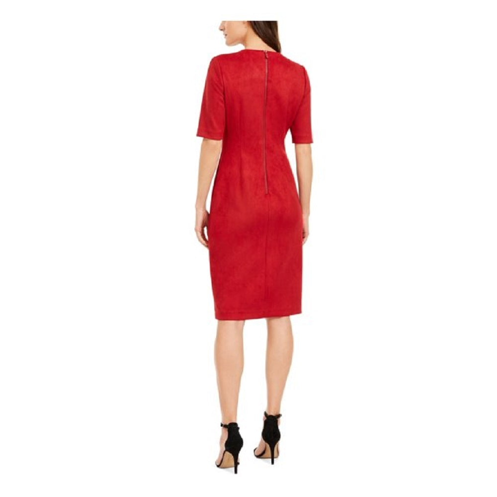 Anne Klein Women's Red 3/4 Sleeve Knee Length Sheath Party Dress Wine Size 8