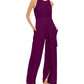 INC International Concepts Women's Belted Flyaway-Leg Jumpsuit Wine Size 2