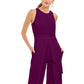 INC International Concepts Women's Belted Flyaway-Leg Jumpsuit Wine Size 2