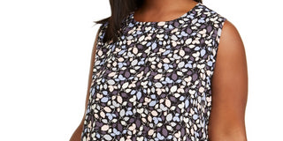Anne Klein Women's Plus Size Mayfair Printed Sleeveless Top Charcoal Size 0X