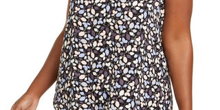 Anne Klein Women's Plus Size Mayfair Printed Sleeveless Top Charcoal Size 0X