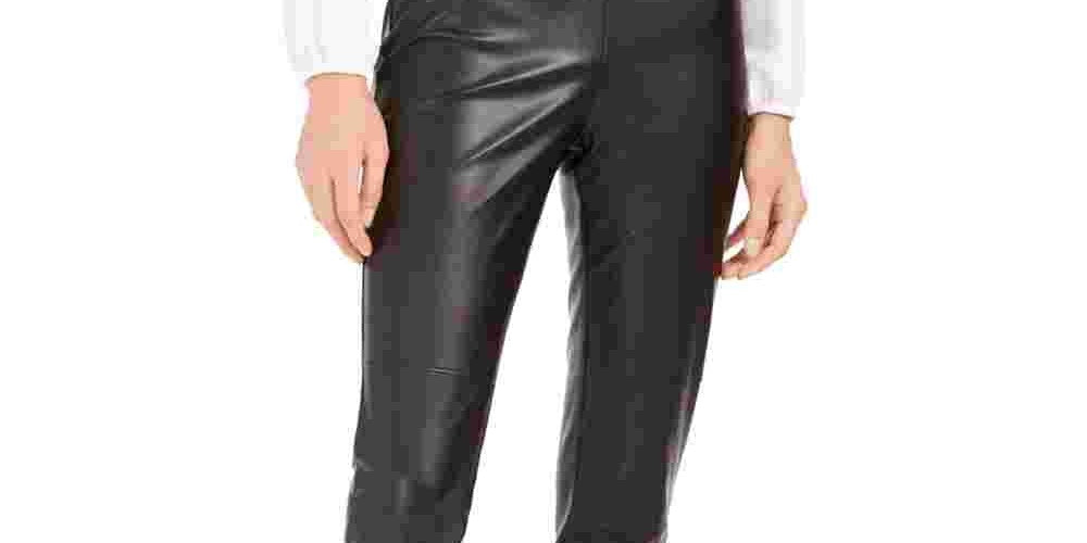 Bar III Women's Faux-Leather Skinny Pants Black Size Extra Large
