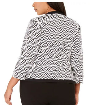 Kasper Women's Zippered Pocketed Chevron Wear To Work Jacket Charcoal Size 14 W