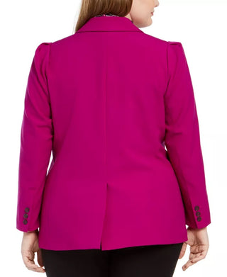 Bar III Women's Trendy Plus Size One-Button Blazer Bright Pink Size 20W