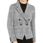 Bar III Women's Houndstooth-Print Double-Breasted Jacket Black Size 4