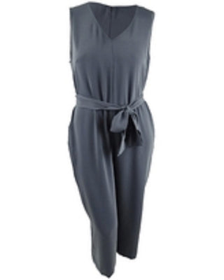 Bar III Women's Soft-Crepe Belted Jumpsuit  Silver Size X-Large
