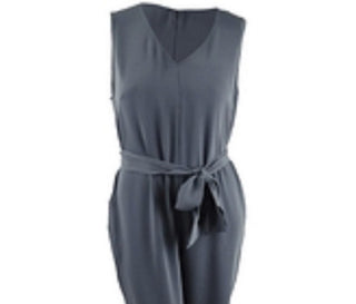 Bar III Women's Soft-Crepe Belted Jumpsuit  Silver Size X-Large