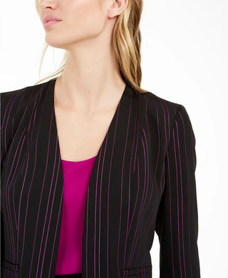 Bar III Women's Striped Open Front Jacket Black Size X-Small