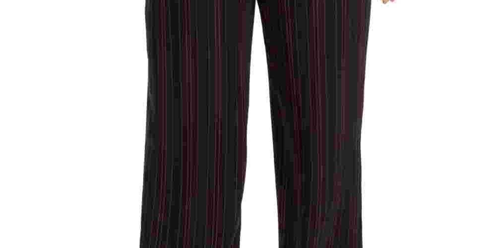 Bar III Women's Plus Striped Suit Separate Wide Leg Pants Black Size 14w