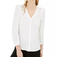 Bar III Women's Puff Sleeve Button Up Blouse White Size Small