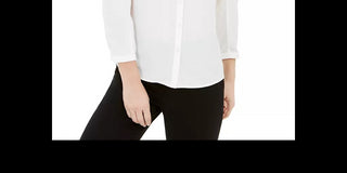 Bar III Women's Puff Sleeve Button Up Blouse White Size Small