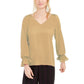Bar III Women's Pleated Bell-Sleeve Top Yellow Size XX-Small