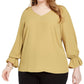 Bar III Women's Trendy Plus Bell Cuff Top Yellow Size 2X