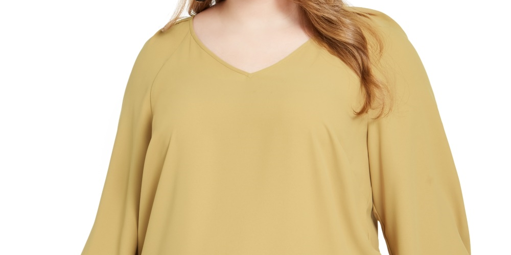 Bar III Women's Trendy Plus Bell Cuff Top Yellow Size 2X