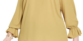 Bar III Women's Trendy Plus Bell Cuff Top Yellow Size 2X