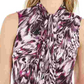 Bar III Women’s Printed Tie-Neck Top (S Begonia Multi) Bright Pink Size Small