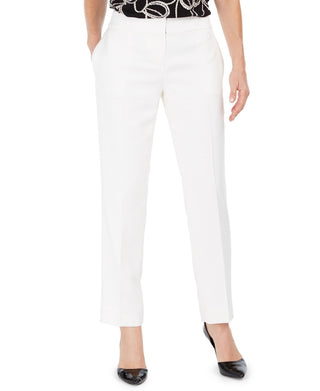 Kasper Women's Herringbone Ankle Dress Pants White Size 4