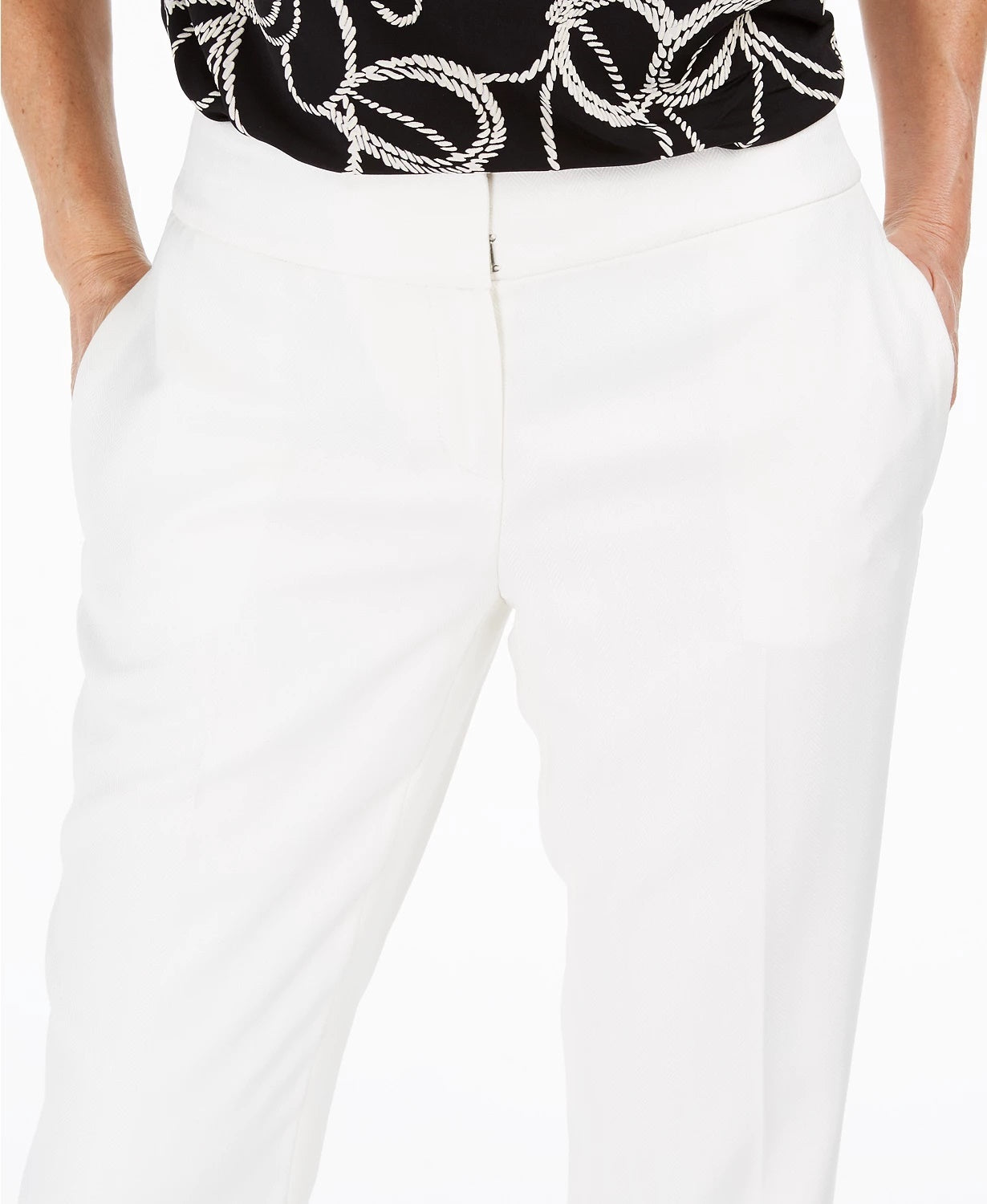 Kasper Women's Herringbone Ankle Dress Pants White Size 4