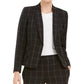 Kasper Women's Windowpane-Plaid One-Button Blazer Charcoal Size 6