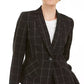 Kasper Women's Windowpane-Plaid One-Button Blazer Charcoal Size 6