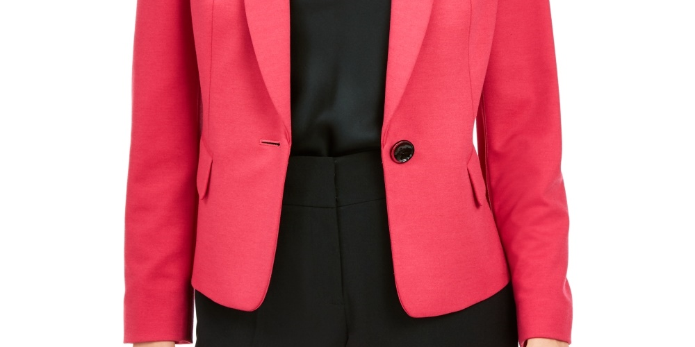 Kasper Women's Shawl Collar Single Button Blazer Pink Size 16 Petite