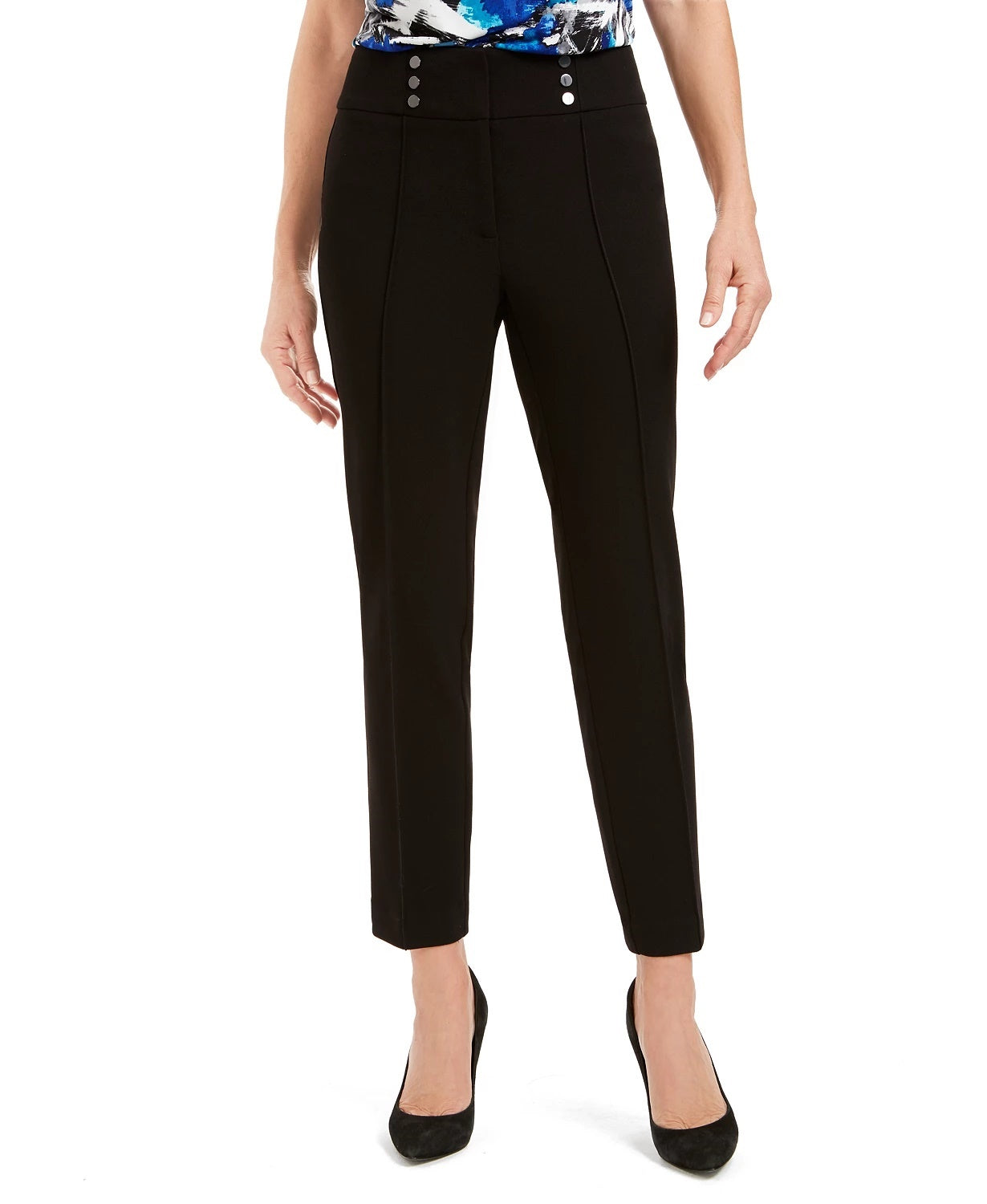Kasper Women's Button-Detail Dress Pants Black Size 6