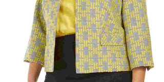 Kasper Women's Yellow Printed Blazer Jacket Yellow Size 22W